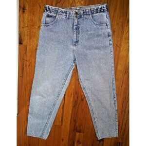 VTG Lee Jeans Womens crop Mom High Rise Tapered 12M Cotton USA Distressed light